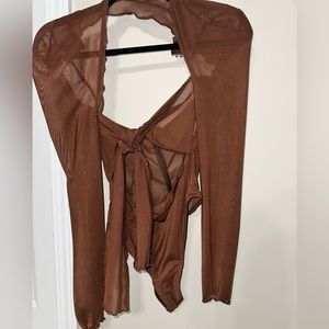 House of CB mesh brown body suit. XS. Perfect to wear with any bottoms.